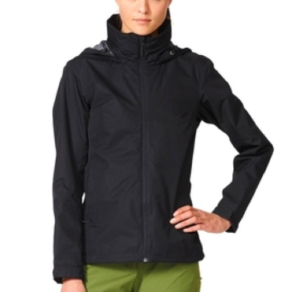 NEW Adidas Outdoor Women's Waterproof Windbreaker Black Zip Up Hoodie
